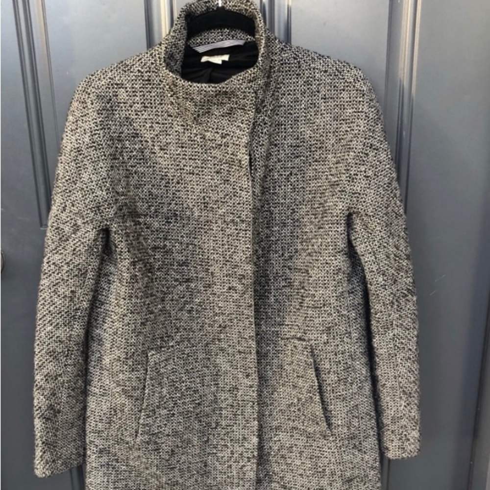 Black White Speckled Wool Coat